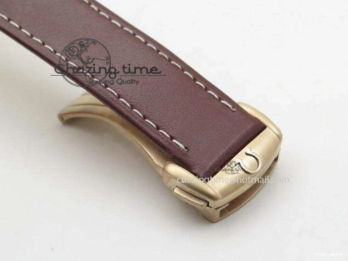 0205 Speedmaster ’57 SS Chrono AXF Best Edition RG Bezel Black Dial on Brown Leather Strap A Sustainable 8282